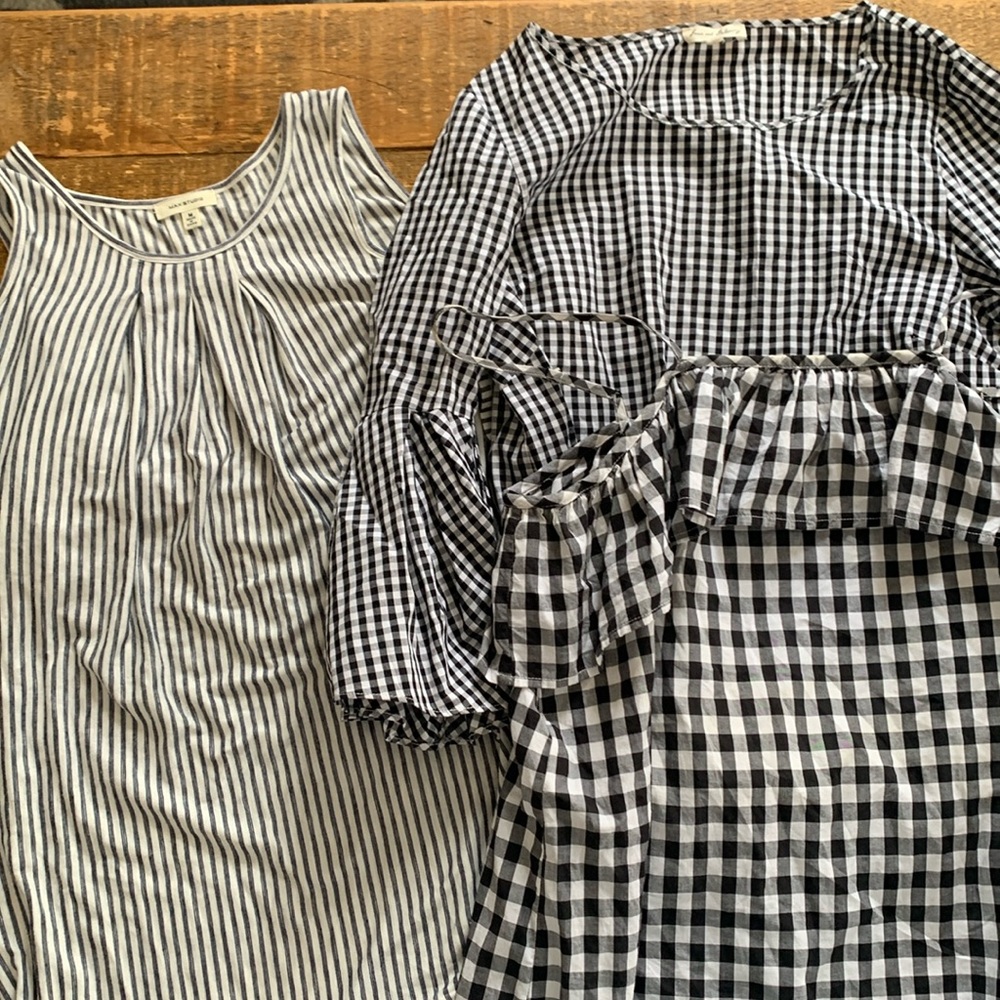 Lot of 4 striped and gingham tops